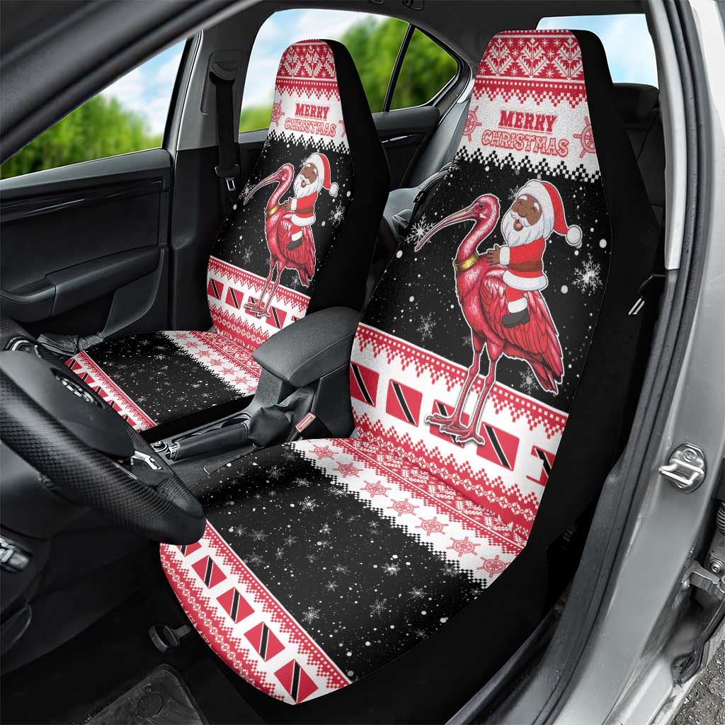 Trinidad And Tobago Christmas Car Seat Cover Funny Santa Riding Scarlet Ibis - Wonder Print Shop