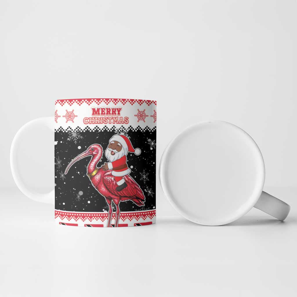 Trinidad And Tobago Christmas Ceramic Mug Funny Santa Riding Scarlet Ibis - Wonder Print Shop