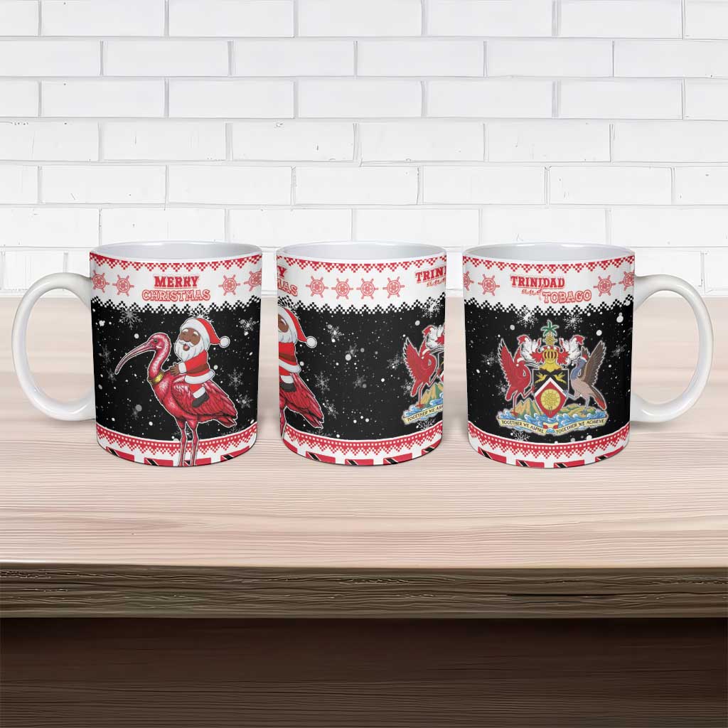 Trinidad And Tobago Christmas Ceramic Mug Funny Santa Riding Scarlet Ibis - Wonder Print Shop