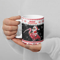 Trinidad And Tobago Christmas Ceramic Mug Funny Santa Riding Scarlet Ibis - Wonder Print Shop