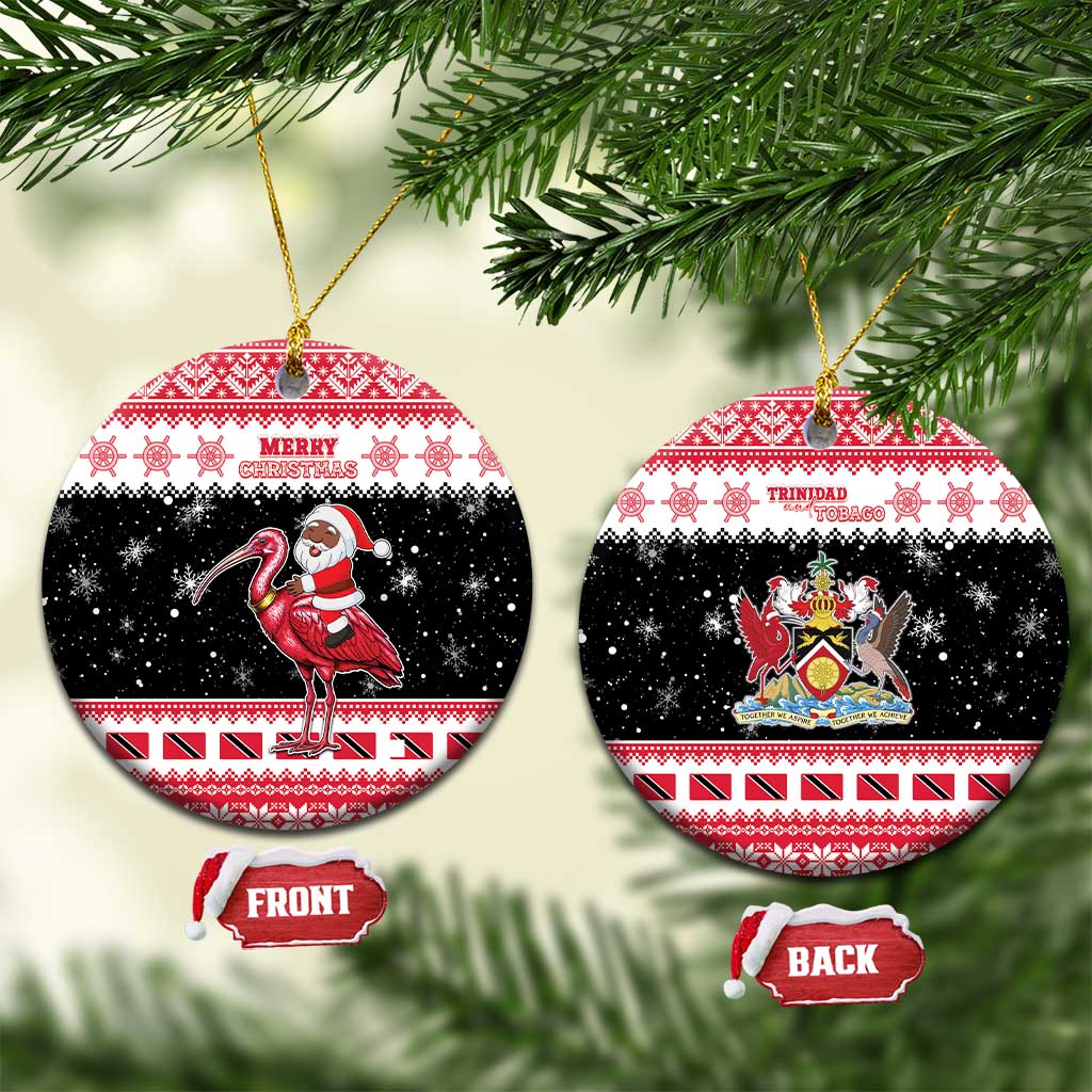 Trinidad And Tobago Christmas Ceramic Ornament Funny Santa Riding Scarlet Ibis - Wonder Print Shop