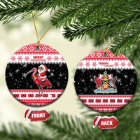 Trinidad And Tobago Christmas Ceramic Ornament Funny Santa Riding Scarlet Ibis - Wonder Print Shop