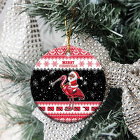 Trinidad And Tobago Christmas Ceramic Ornament Funny Santa Riding Scarlet Ibis - Wonder Print Shop