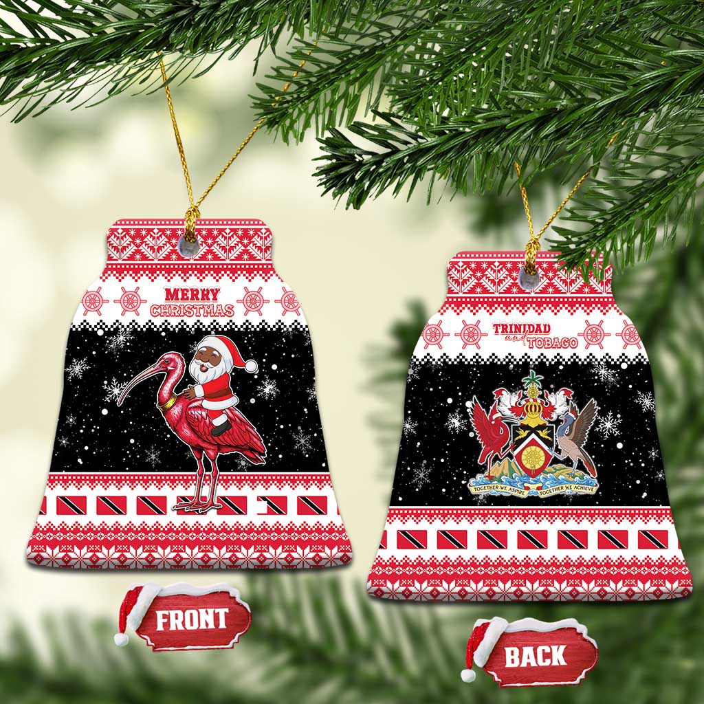 Trinidad And Tobago Christmas Ceramic Ornament Funny Santa Riding Scarlet Ibis - Wonder Print Shop