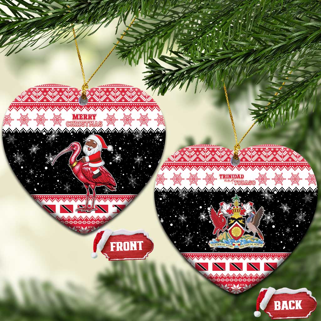 Trinidad And Tobago Christmas Ceramic Ornament Funny Santa Riding Scarlet Ibis - Wonder Print Shop