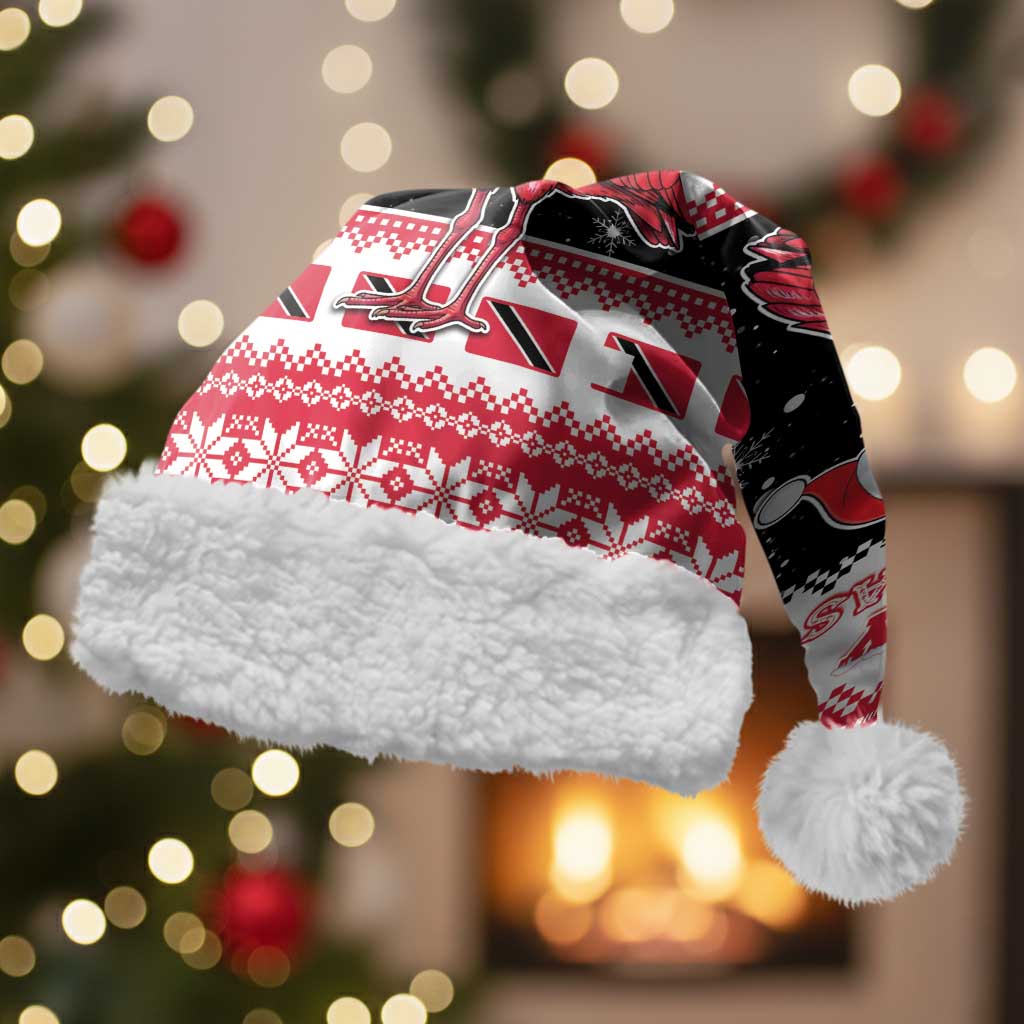 Trinidad And Tobago Christmas Santa Hat Funny Santa Riding Scarlet Ibis - Wonder Print Shop