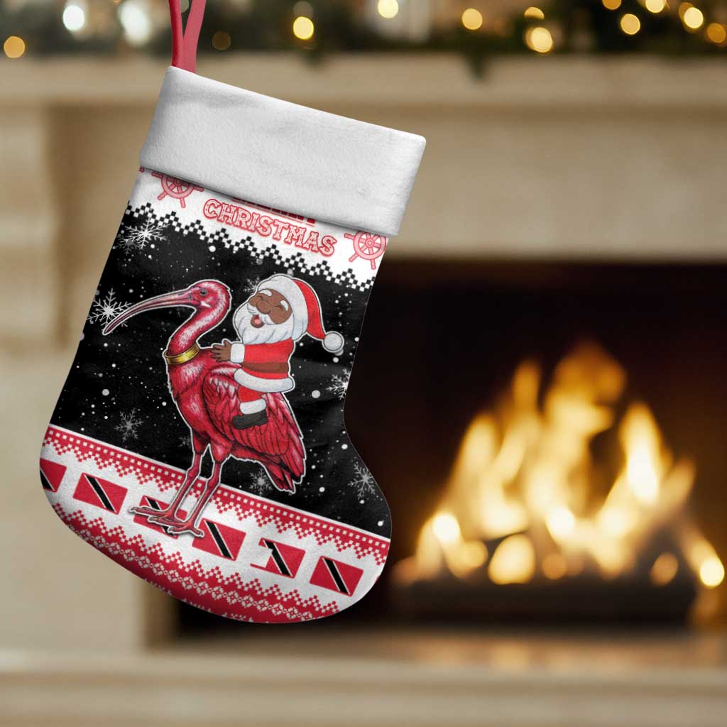 Trinidad And Tobago Christmas Stocking Funny Santa Riding Scarlet Ibis - Wonder Print Shop
