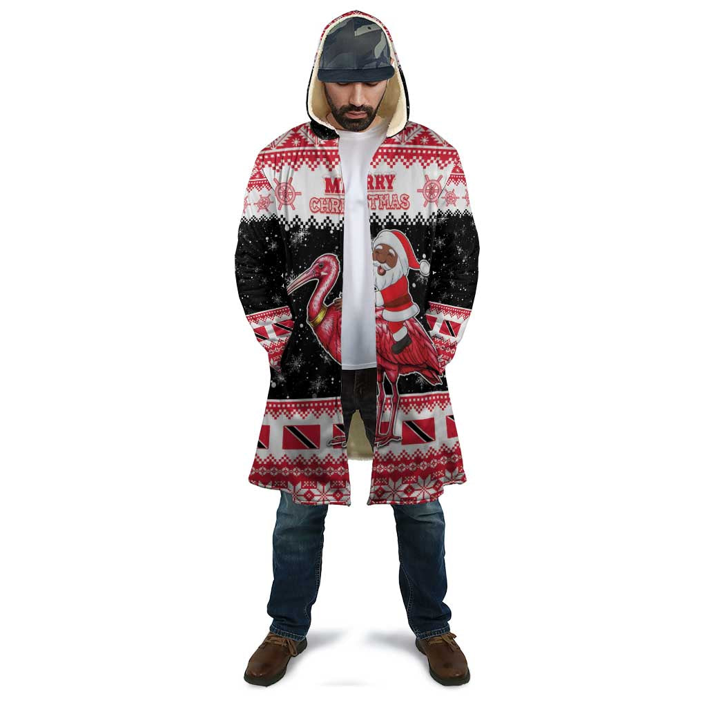Trinidad And Tobago Christmas Cloak Funny Santa Riding Scarlet Ibis - Wonder Print Shop