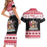 Trinidad And Tobago Christmas Couples Matching Short Sleeve Bodycon Dress and Hawaiian Shirt Funny Santa Riding Scarlet Ibis - Wonder Print Shop