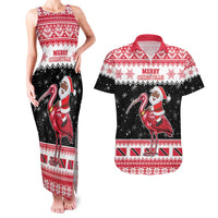 Trinidad And Tobago Christmas Couples Matching Tank Maxi Dress and Hawaiian Shirt Funny Santa Riding Scarlet Ibis - Wonder Print Shop