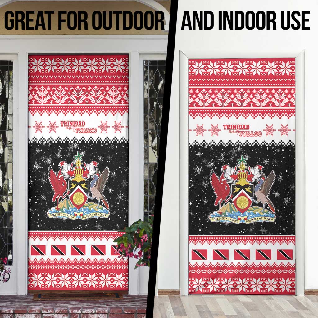Trinidad And Tobago Christmas Door Cover Funny Santa Riding Scarlet Ibis - Wonder Print Shop