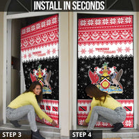 Trinidad And Tobago Christmas Door Cover Funny Santa Riding Scarlet Ibis - Wonder Print Shop