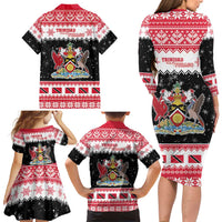Trinidad And Tobago Christmas Family Matching Long Sleeve Bodycon Dress and Hawaiian Shirt Funny Santa Riding Scarlet Ibis - Wonder Print Shop