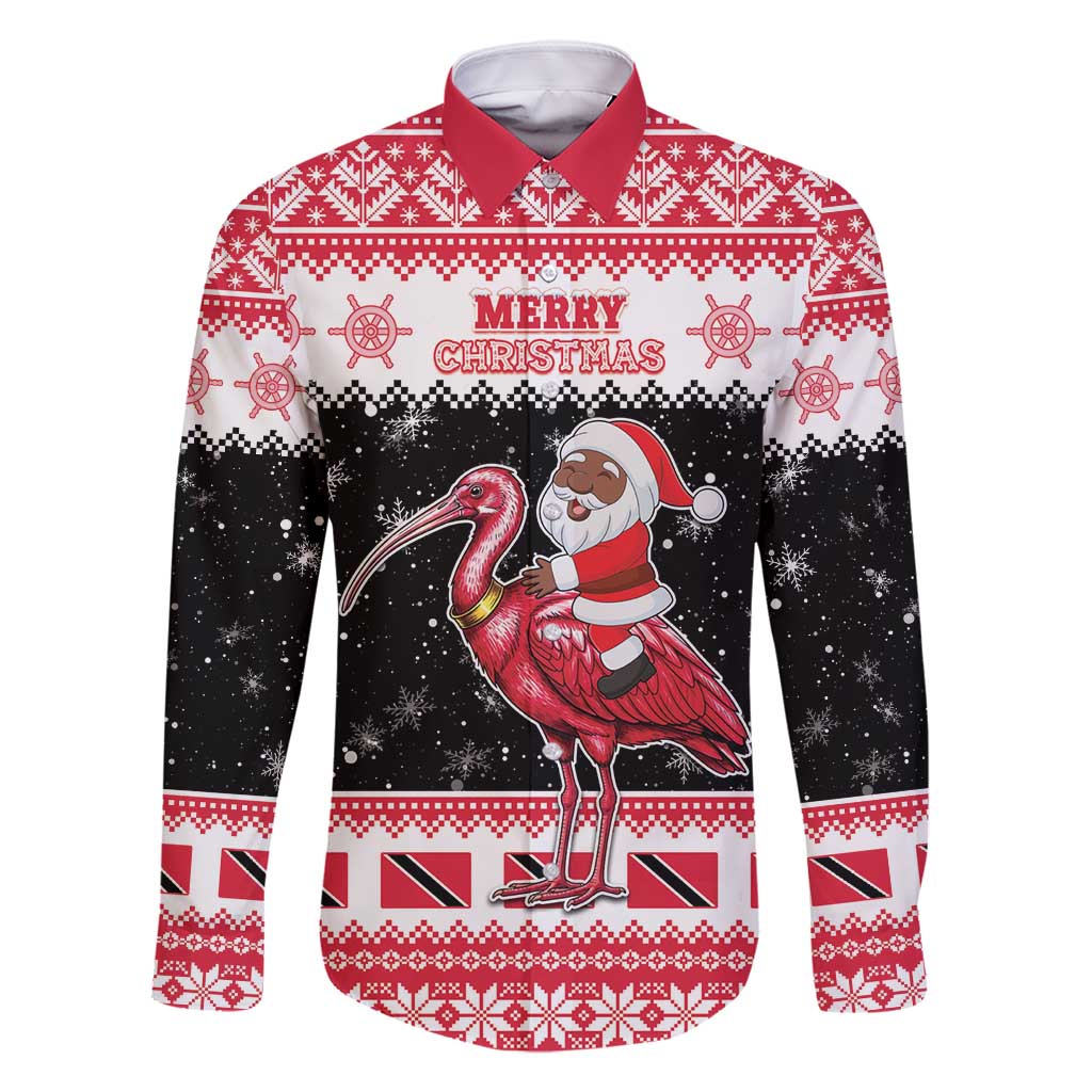 Trinidad And Tobago Christmas Family Matching Long Sleeve Bodycon Dress and Hawaiian Shirt Funny Santa Riding Scarlet Ibis - Wonder Print Shop