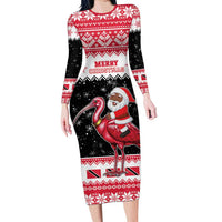Trinidad And Tobago Christmas Family Matching Long Sleeve Bodycon Dress and Hawaiian Shirt Funny Santa Riding Scarlet Ibis - Wonder Print Shop