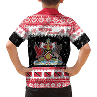 Trinidad And Tobago Christmas Family Matching Off The Shoulder Long Sleeve Dress and Hawaiian Shirt Funny Santa Riding Scarlet Ibis - Wonder Print Shop