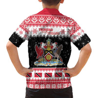 Trinidad And Tobago Christmas Family Matching Off Shoulder Short Dress and Hawaiian Shirt Funny Santa Riding Scarlet Ibis - Wonder Print Shop