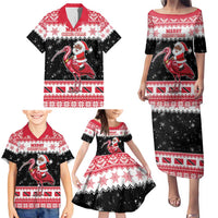 Trinidad And Tobago Christmas Family Matching Puletasi and Hawaiian Shirt Funny Santa Riding Scarlet Ibis - Wonder Print Shop