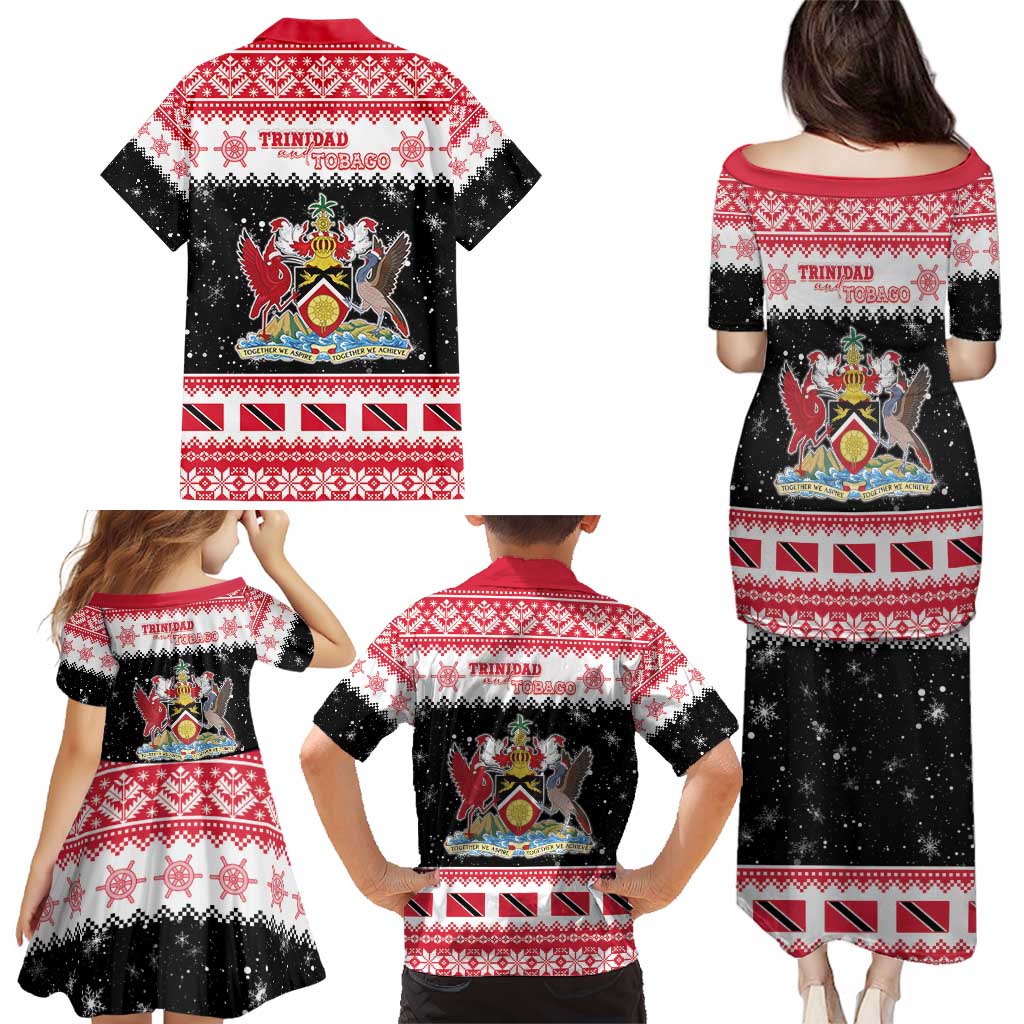 Trinidad And Tobago Christmas Family Matching Puletasi and Hawaiian Shirt Funny Santa Riding Scarlet Ibis - Wonder Print Shop