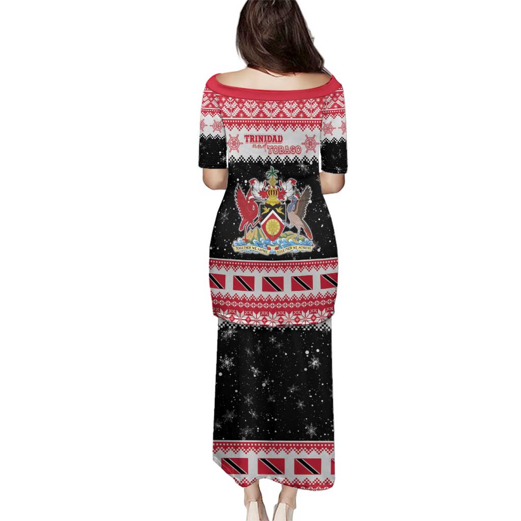 Trinidad And Tobago Christmas Family Matching Puletasi and Hawaiian Shirt Funny Santa Riding Scarlet Ibis - Wonder Print Shop