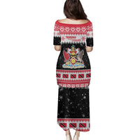 Trinidad And Tobago Christmas Family Matching Puletasi and Hawaiian Shirt Funny Santa Riding Scarlet Ibis - Wonder Print Shop