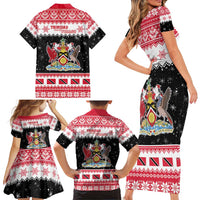 Trinidad And Tobago Christmas Family Matching Short Sleeve Bodycon Dress and Hawaiian Shirt Funny Santa Riding Scarlet Ibis - Wonder Print Shop
