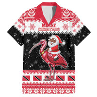 Trinidad And Tobago Christmas Family Matching Short Sleeve Bodycon Dress and Hawaiian Shirt Funny Santa Riding Scarlet Ibis - Wonder Print Shop