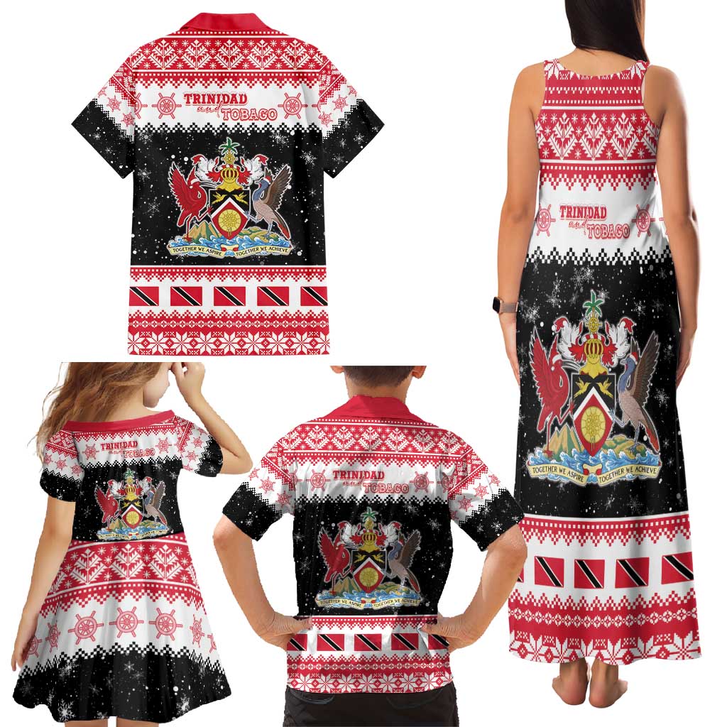 Trinidad And Tobago Christmas Family Matching Tank Maxi Dress and Hawaiian Shirt Funny Santa Riding Scarlet Ibis - Wonder Print Shop