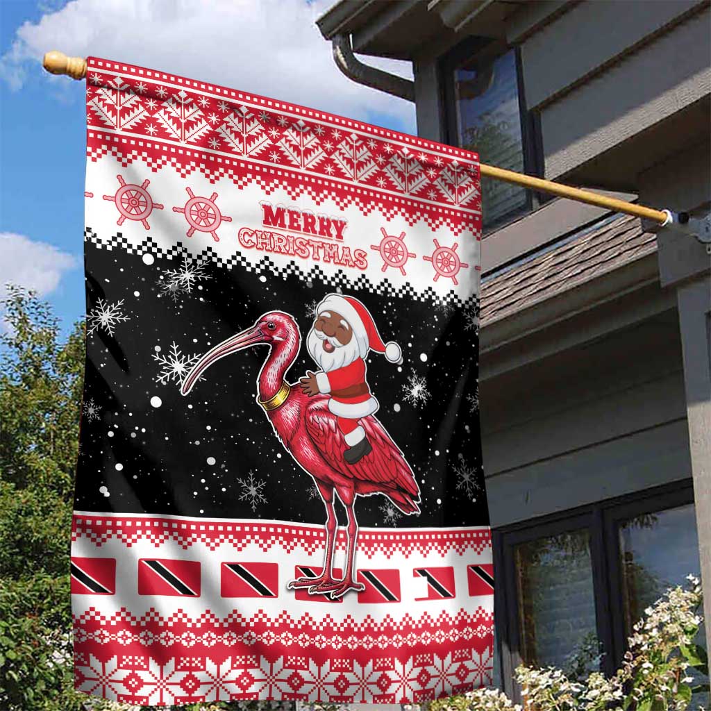 Trinidad And Tobago Christmas Garden Flag Funny Santa Riding Scarlet Ibis - Wonder Print Shop