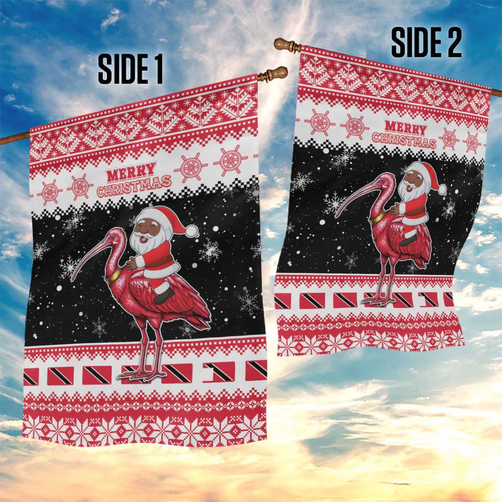 Trinidad And Tobago Christmas Garden Flag Funny Santa Riding Scarlet Ibis - Wonder Print Shop