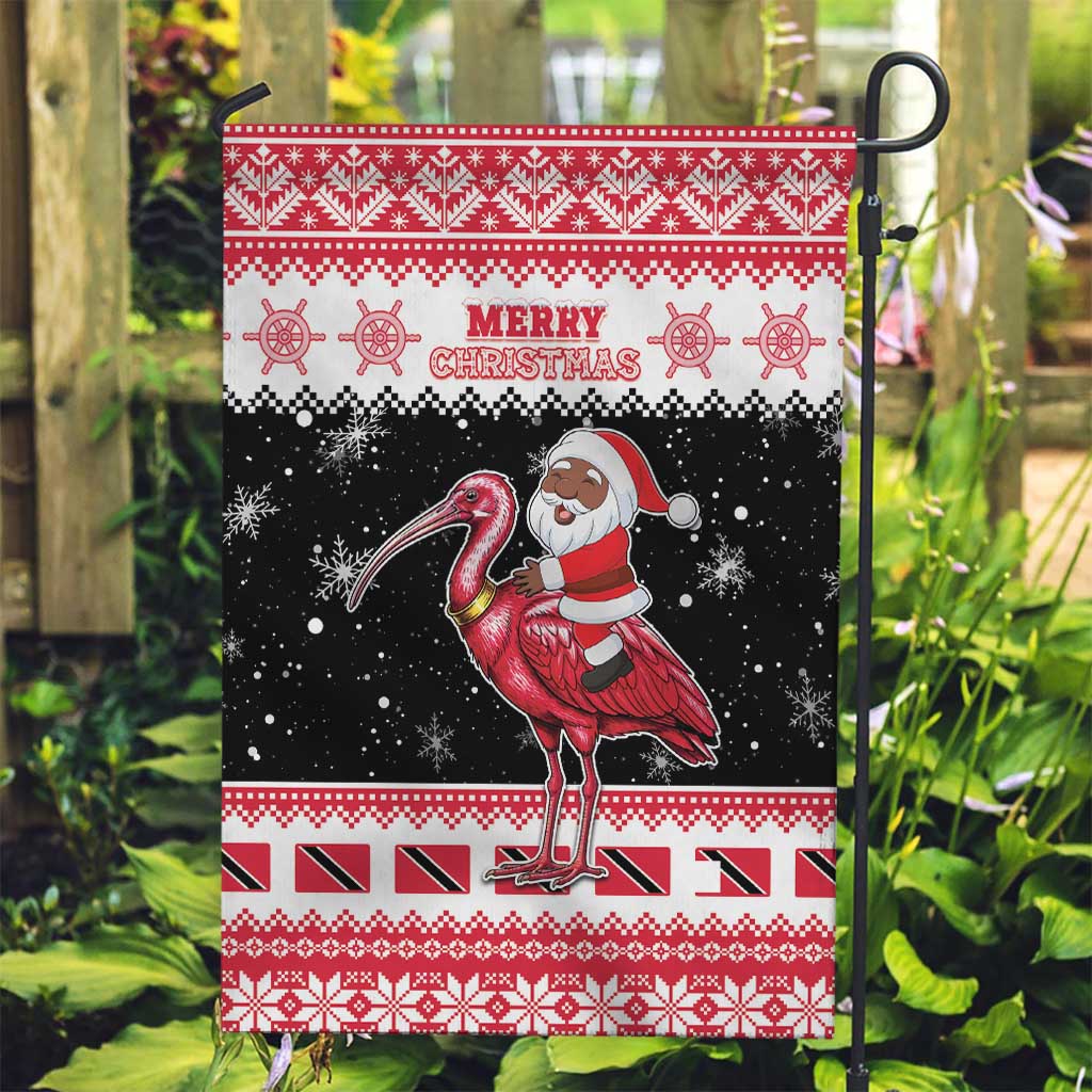 Trinidad And Tobago Christmas Garden Flag Funny Santa Riding Scarlet Ibis - Wonder Print Shop