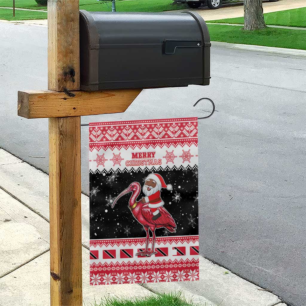 Trinidad And Tobago Christmas Garden Flag Funny Santa Riding Scarlet Ibis - Wonder Print Shop