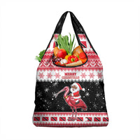 Trinidad And Tobago Christmas Grocery Bag Funny Santa Riding Scarlet Ibis - Wonder Print Shop