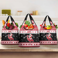 Trinidad And Tobago Christmas Grocery Bag Funny Santa Riding Scarlet Ibis - Wonder Print Shop