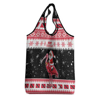Trinidad And Tobago Christmas Grocery Bag Funny Santa Riding Scarlet Ibis - Wonder Print Shop