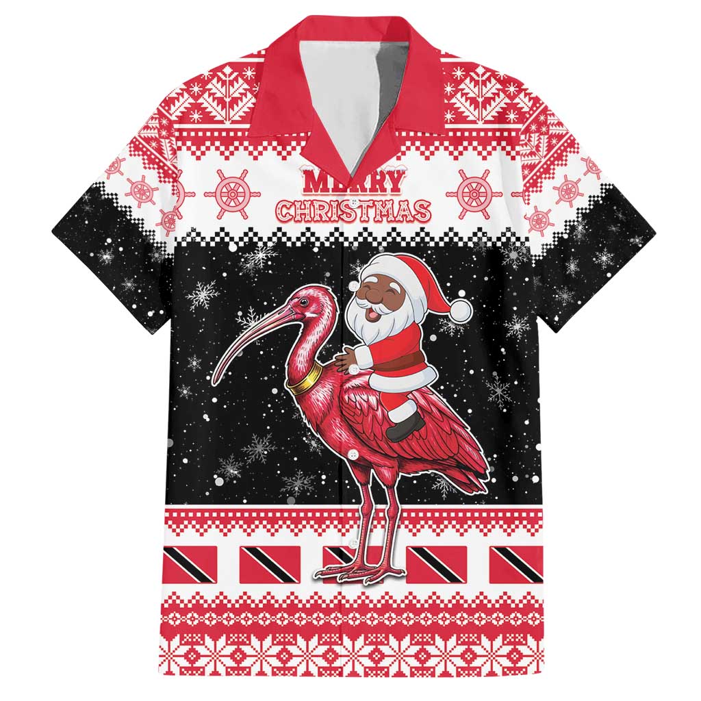 Trinidad And Tobago Christmas Hawaiian Shirt Funny Santa Riding Scarlet Ibis - Wonder Print Shop