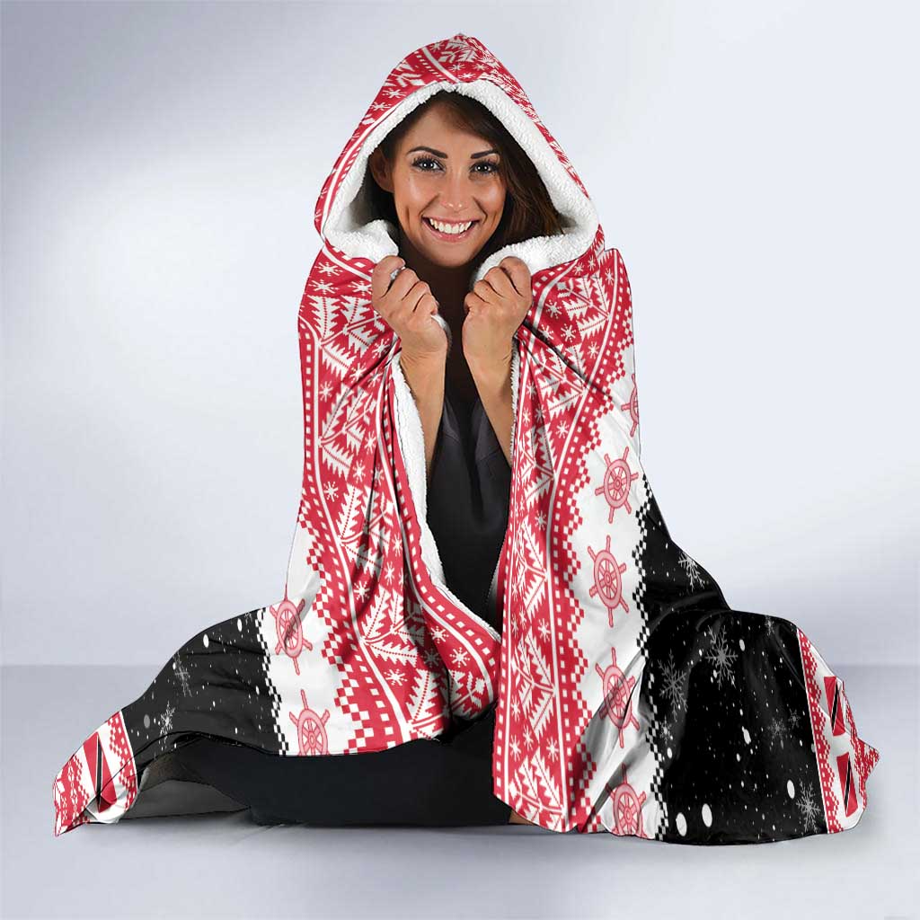 Trinidad And Tobago Christmas Hooded Blanket Funny Santa Riding Scarlet Ibis - Wonder Print Shop