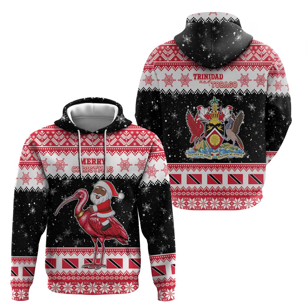Trinidad And Tobago Christmas Hoodie Funny Santa Riding Scarlet Ibis - Wonder Print Shop