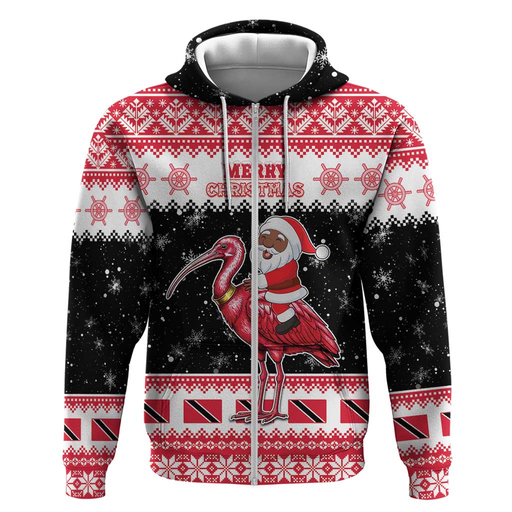 Trinidad And Tobago Christmas Hoodie Funny Santa Riding Scarlet Ibis - Wonder Print Shop