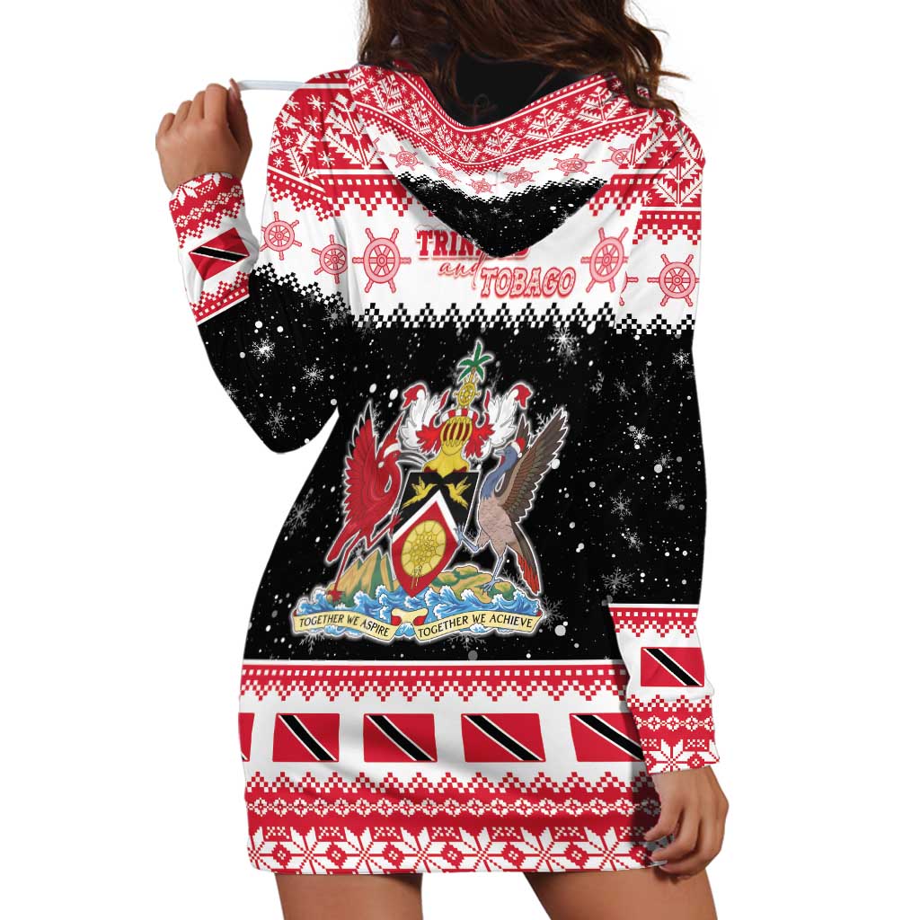 Trinidad And Tobago Christmas Hoodie Dress Funny Santa Riding Scarlet Ibis - Wonder Print Shop