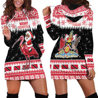 Trinidad And Tobago Christmas Hoodie Dress Funny Santa Riding Scarlet Ibis - Wonder Print Shop