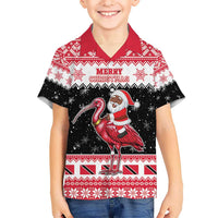Trinidad And Tobago Christmas Kid Hawaiian Shirt Funny Santa Riding Scarlet Ibis - Wonder Print Shop