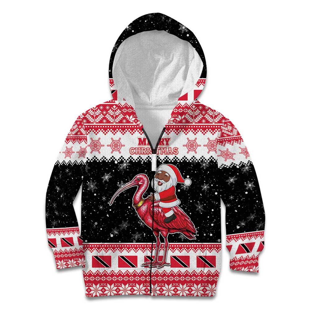 Trinidad And Tobago Christmas Kid Hoodie Funny Santa Riding Scarlet Ibis - Wonder Print Shop