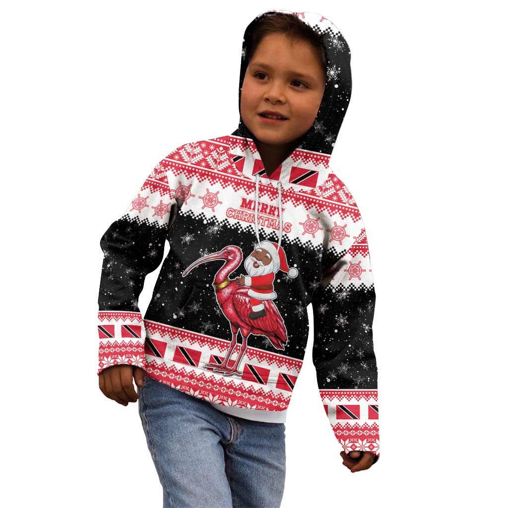 Trinidad And Tobago Christmas Kid Hoodie Funny Santa Riding Scarlet Ibis - Wonder Print Shop