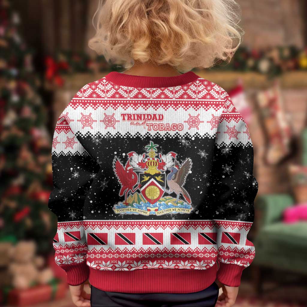 Trinidad And Tobago Christmas Kid Ugly Christmas Sweater Funny Santa Riding Scarlet Ibis - Wonder Print Shop