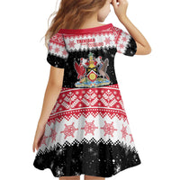 Trinidad And Tobago Christmas Kid Short Sleeve Dress Funny Santa Riding Scarlet Ibis - Wonder Print Shop