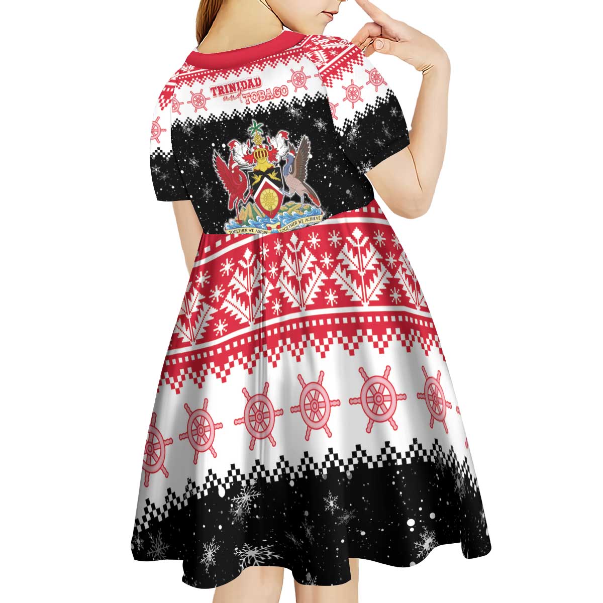 Trinidad And Tobago Christmas Kid Short Sleeve Dress Funny Santa Riding Scarlet Ibis - Wonder Print Shop