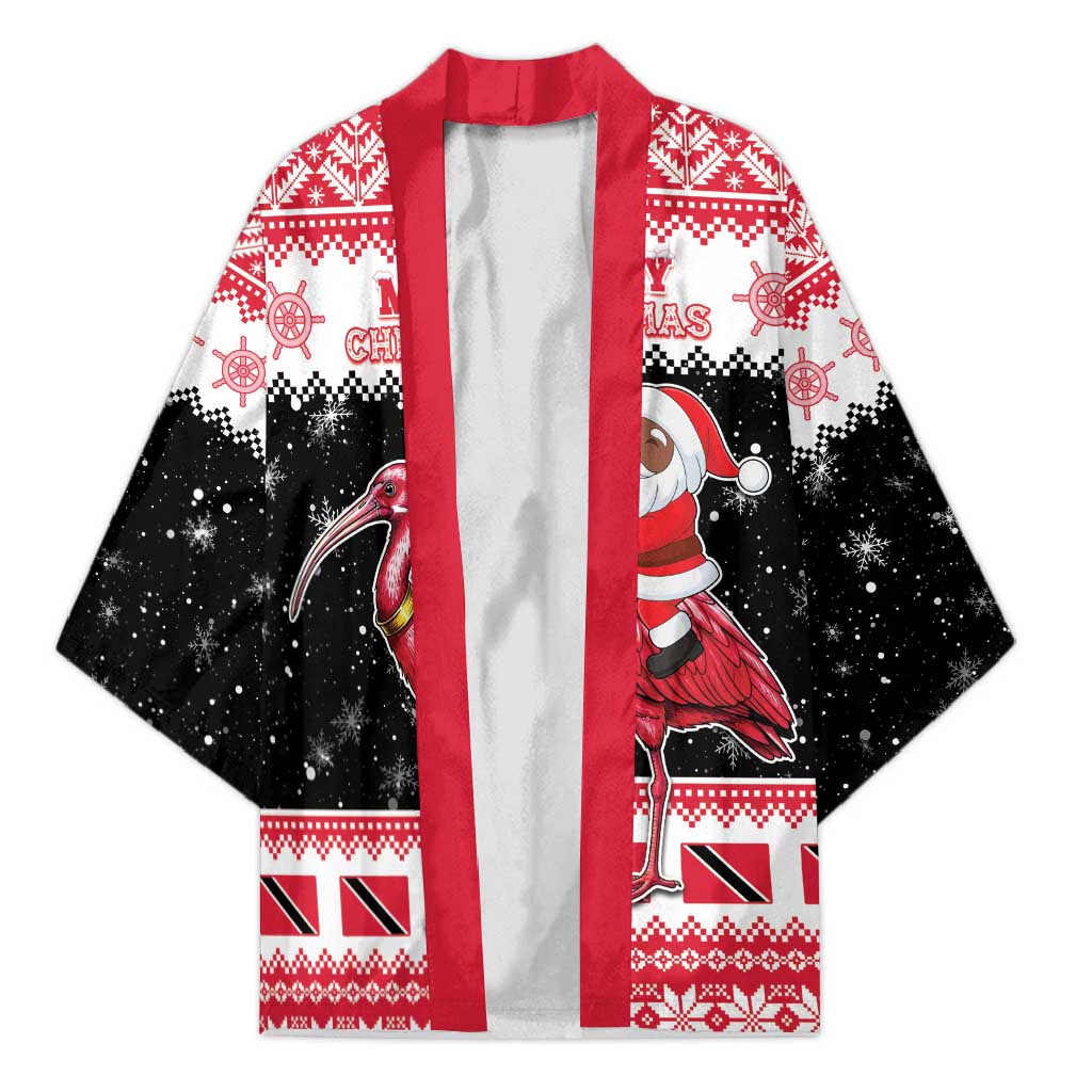 Trinidad And Tobago Christmas Kimono Funny Santa Riding Scarlet Ibis - Wonder Print Shop