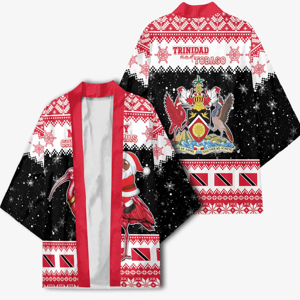 Trinidad And Tobago Christmas Kimono Funny Santa Riding Scarlet Ibis - Wonder Print Shop