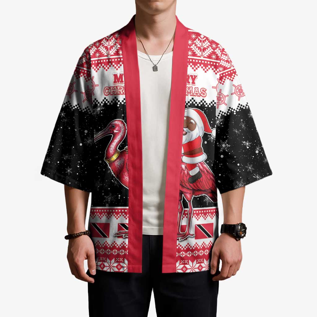 Trinidad And Tobago Christmas Kimono Funny Santa Riding Scarlet Ibis - Wonder Print Shop